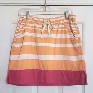 🔴 MERONA Cotton Skirt Pink Red Sunny Orange Striped Pockets Drawstring Wai…
